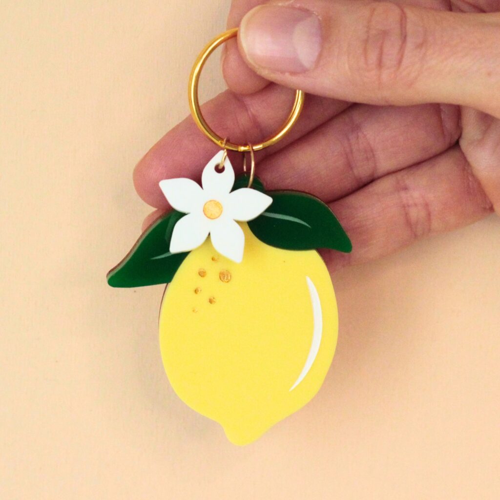 Porte-clés citron personnalisé bois 🍋 cadeau artisanal fait main