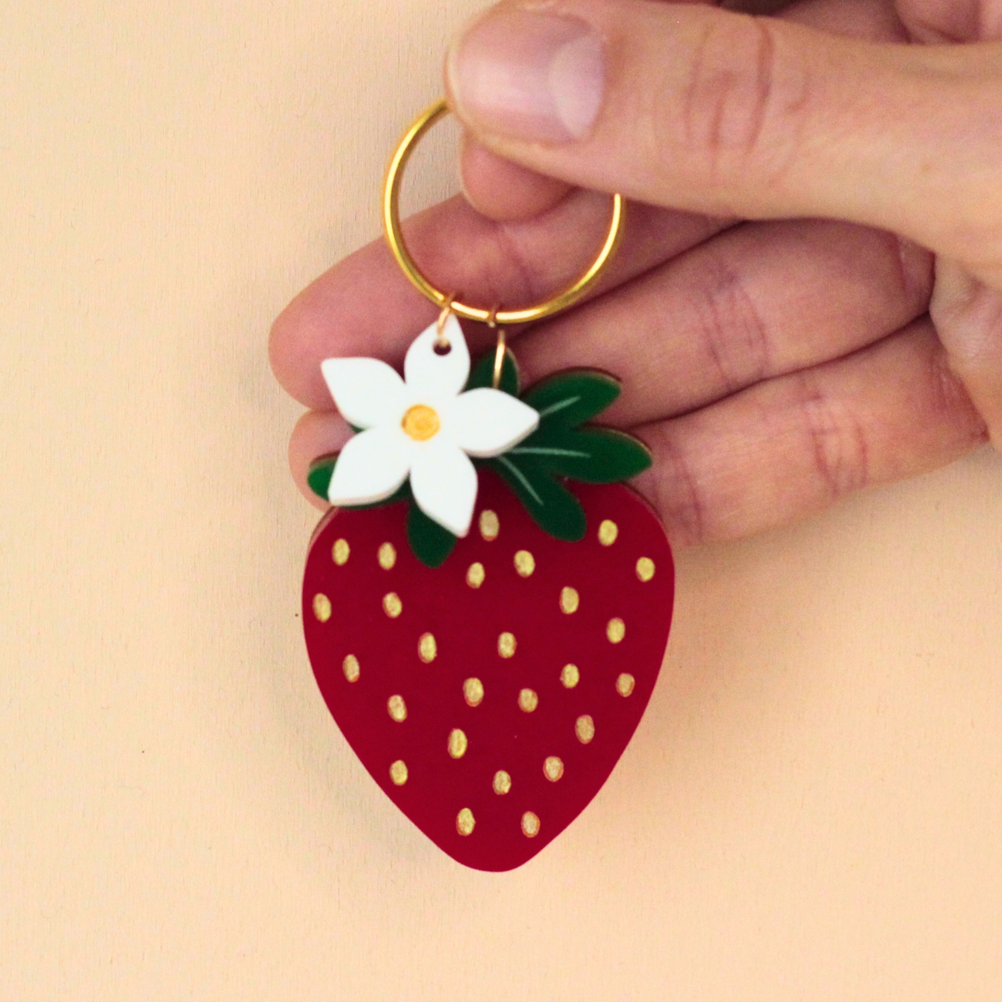 Porte-clés fraise personnalisé 🍓 cadeau fruité pour maîtresse, nounou ou anniversaire