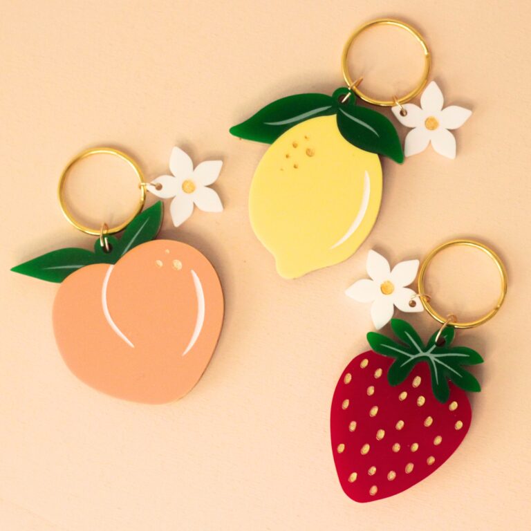 Porte-clés fruits personnalisés en bois 🍋🍓🍑 créations artisanales françaises