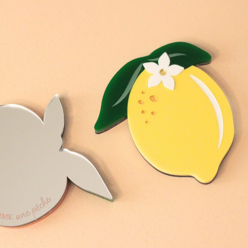 Arrière miroir compact personnalisé citron arrière miroir citron personnalisé en acrylique miroir