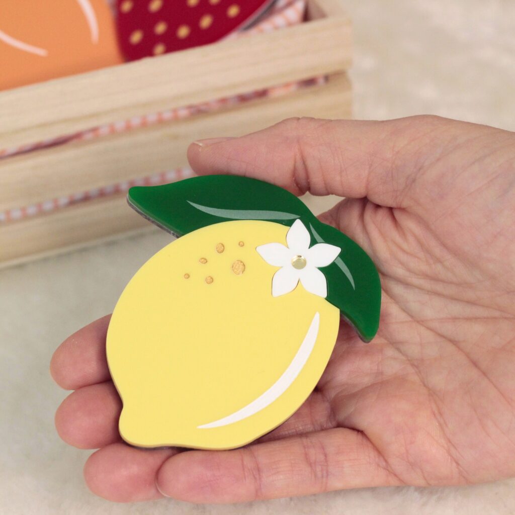 miroir citron personnalisé pour femme en forme de citron