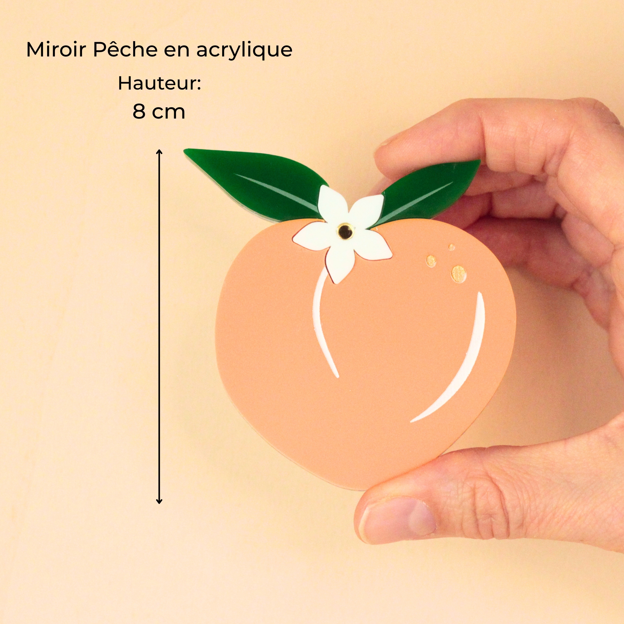 miroir de poche femme personnalisé en forme de pêche