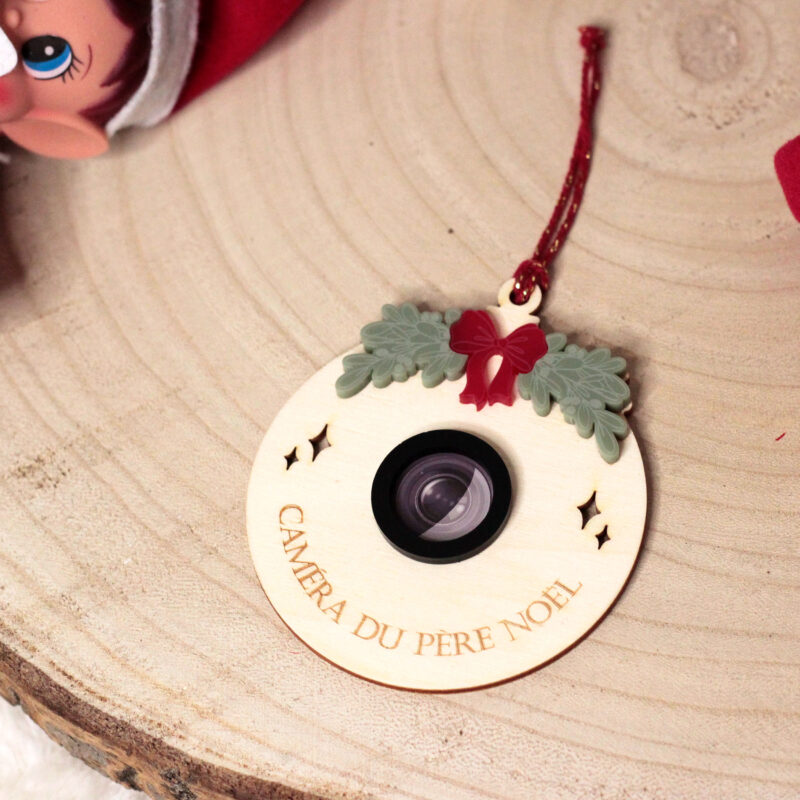 Caméra du Père Noël personnalisée en bois avec effet objectif