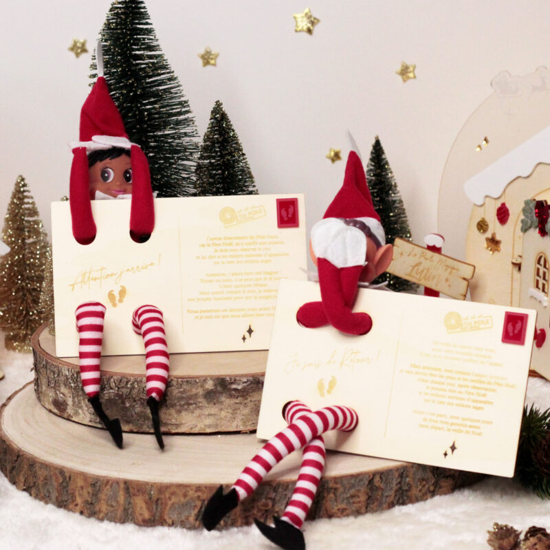 Carte postale lutin farceur en bois pour une première arrivée