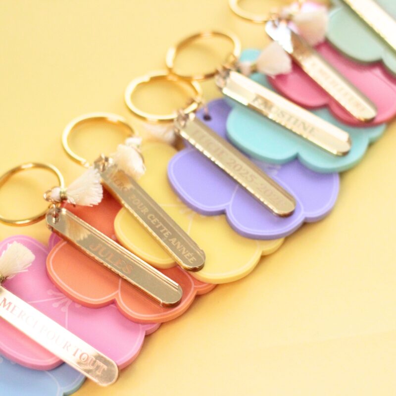 Collection de porte-clés fleur anémone personnalisés Collection de porte-clés fleur anémone personnalisés en plusieurs couleurs