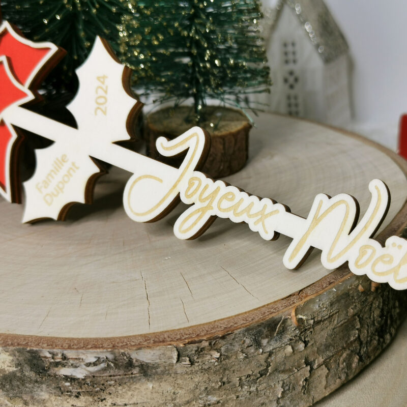 Décoration de Noël personnalisée avec poinsettia Décoration de Noël en bois personnalisée avec fleur poinsettia