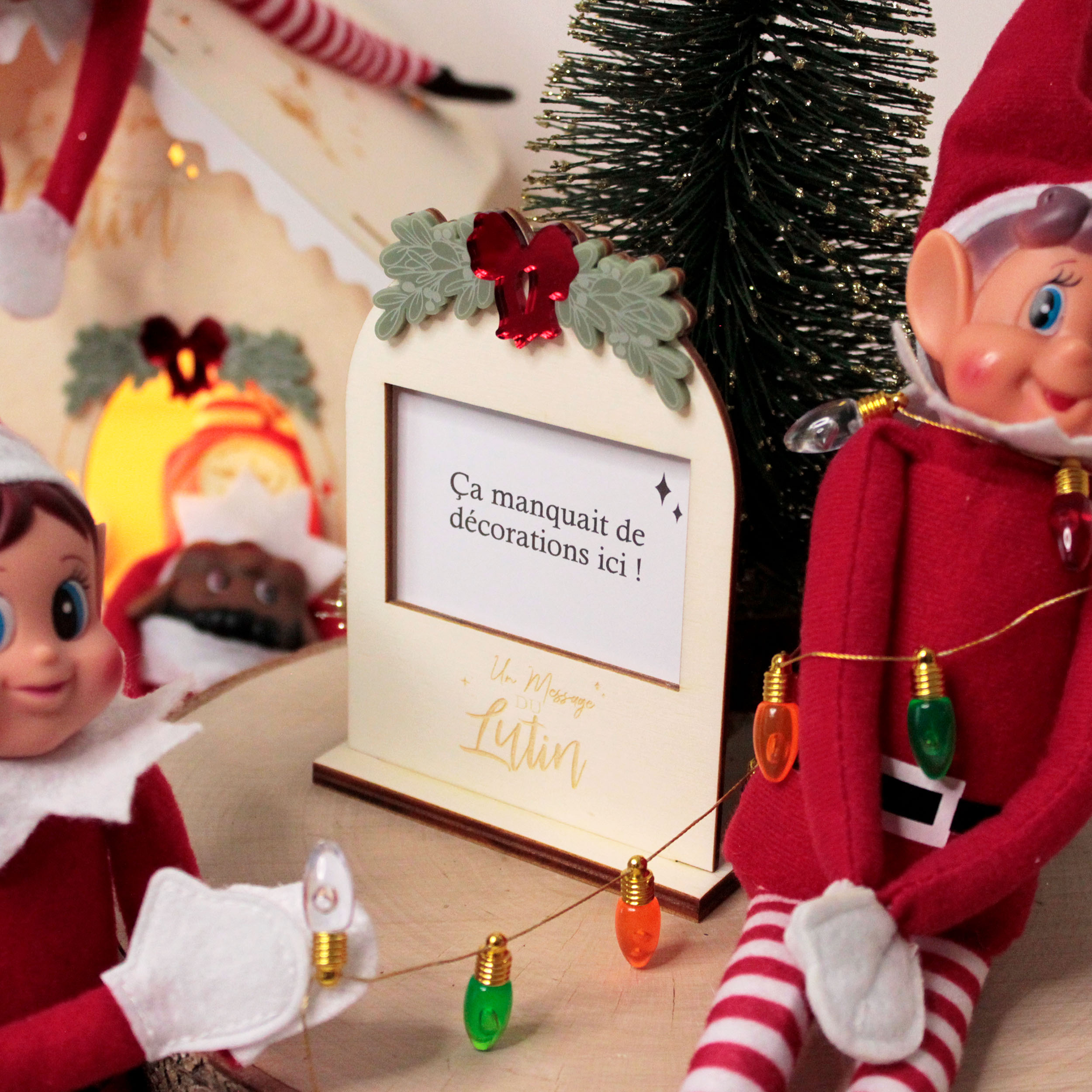 Idée de bêtise lutin farceur avec guirlande lumineuse