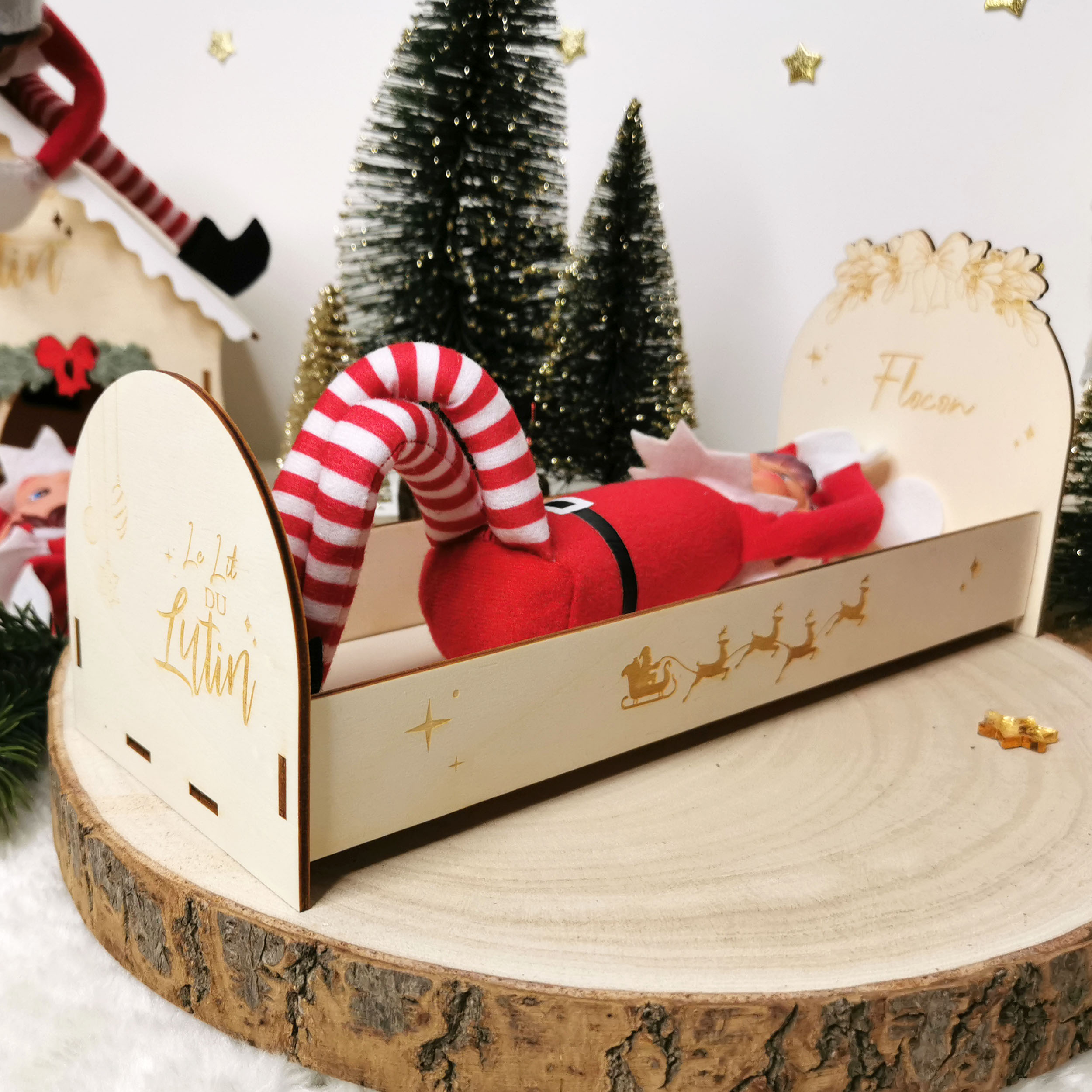 Lit du lutin farceur en bois à assembler pour Noël