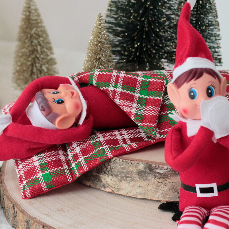 Lit en tissu pour lutin farceur avec coussin et couverture à carreaux