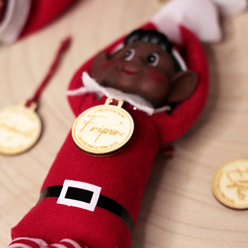Médaillon en bois personnalisé pour lutin de Noël