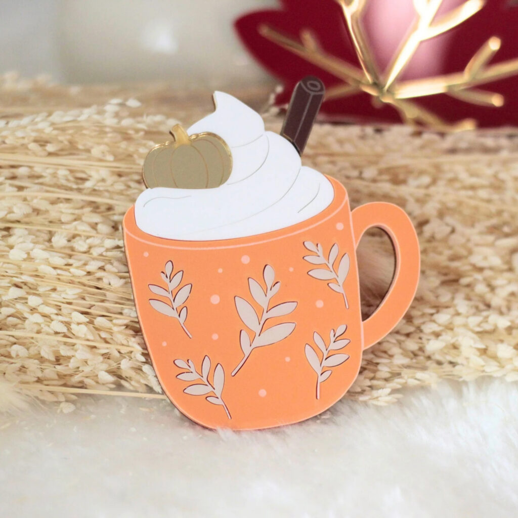 Magnet mug automne terracotta et orange dans une décoration chaleureuse et cosy