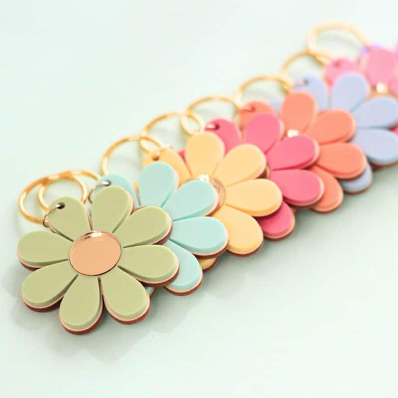 Porte-clés fleur pop personnalisés en plusieurs couleurs Mood Flower Power